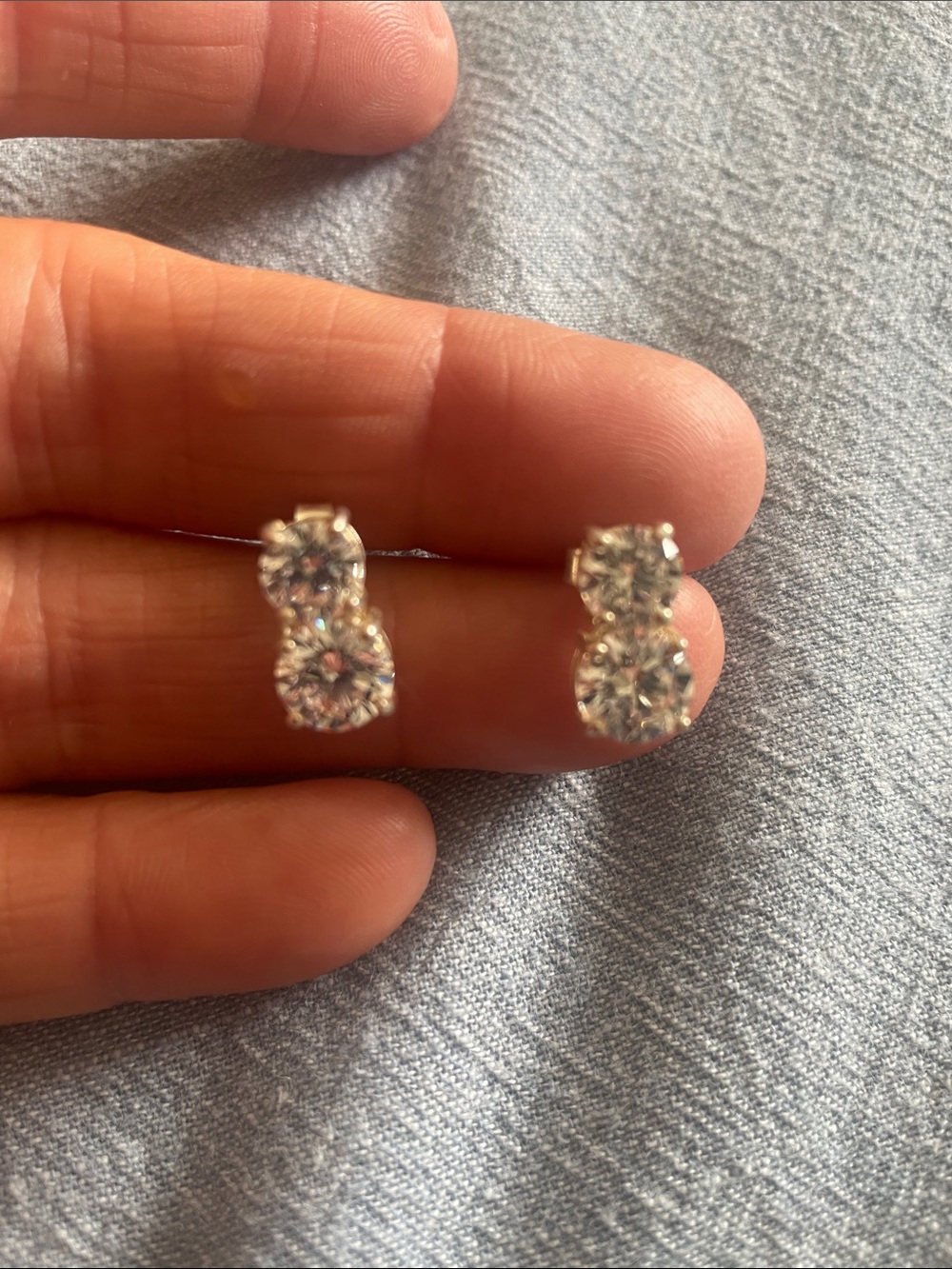 Talbots Silver Double Round CZ Drop Earrings